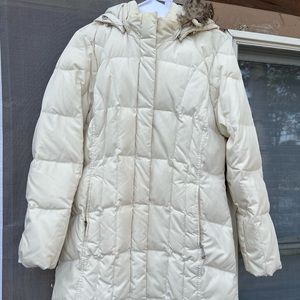 Eddie Bauer women’s winter coat, white, down, size M